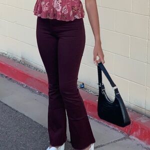 Burgundy flare pants